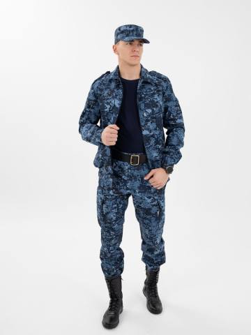 Костюм летний "Бастион" на молнии (рип-стоп смесовый, синяя "цифра")